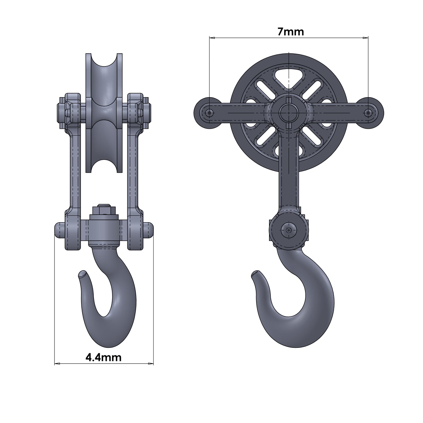 Pulley Block and Bottom Block Set - 1:43.5 Scale (7mm:1')