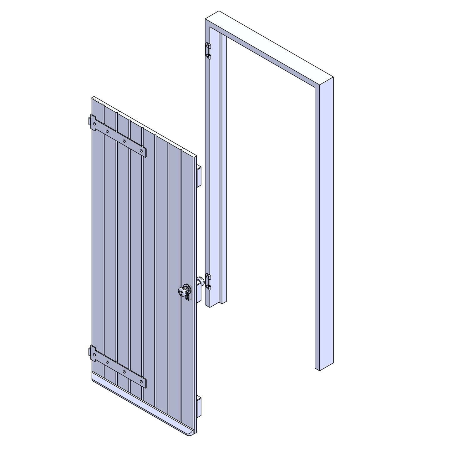 Pedestrian Door-Single+Knob+Frame - 1:43.5 Scale (7mm:1')