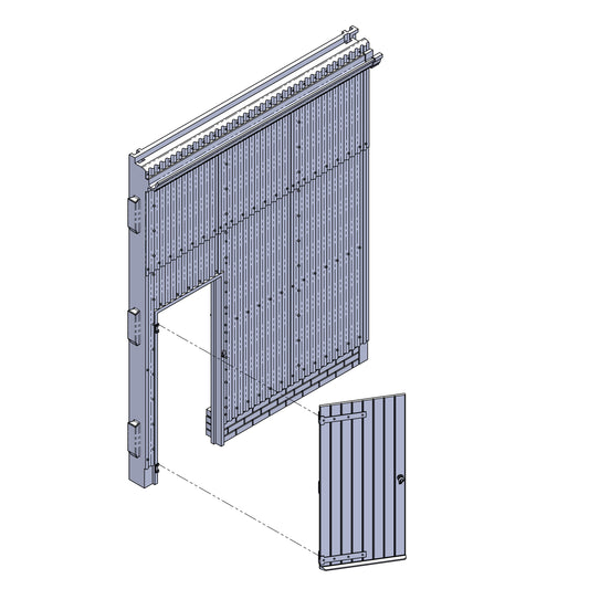 Hendre Corrugated Shed Module: Side with Door - 1:43.5 Scale (7mm:1')
