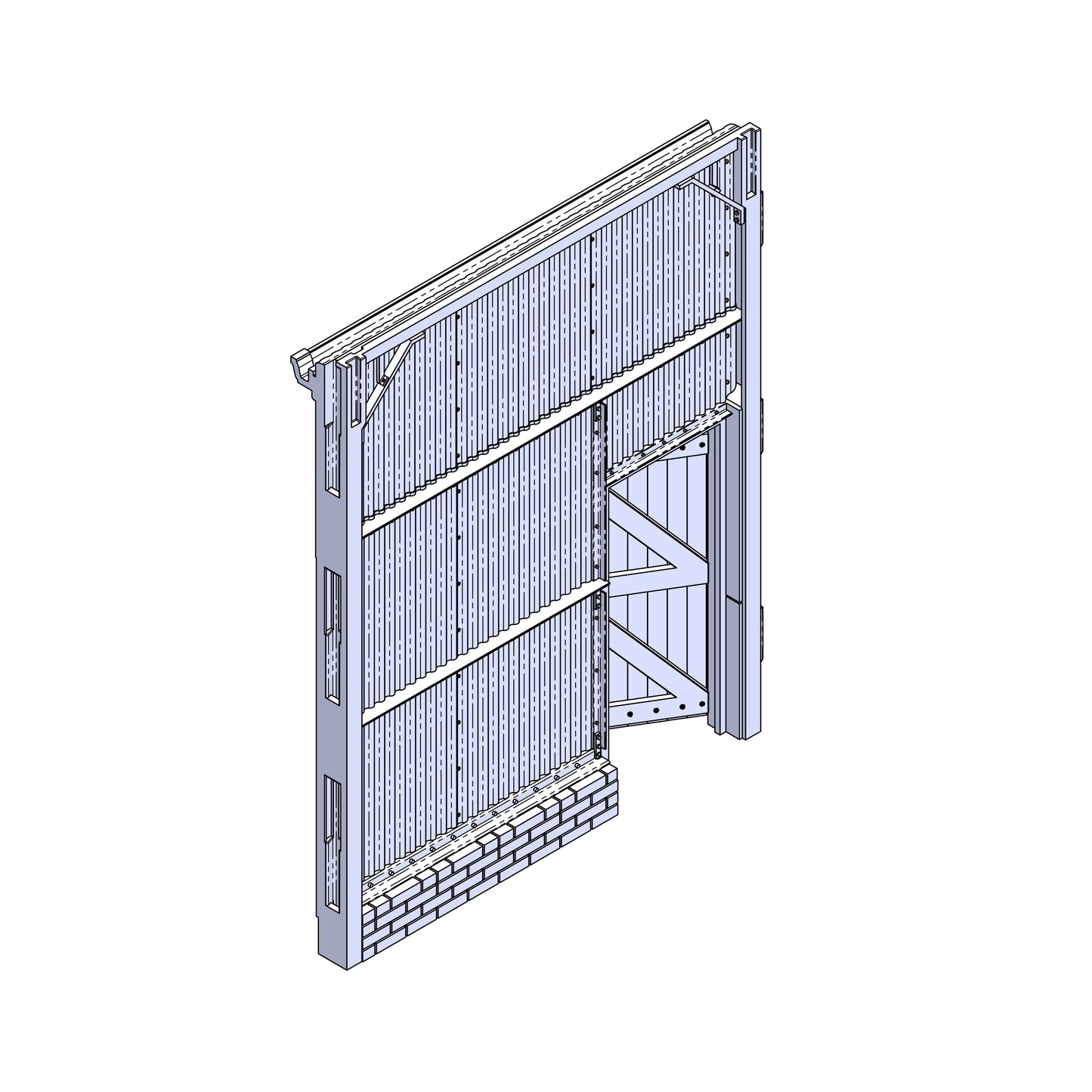 Hendre Corrugated Shed Module: Side with Door - 1:43.5 Scale (7mm:1')