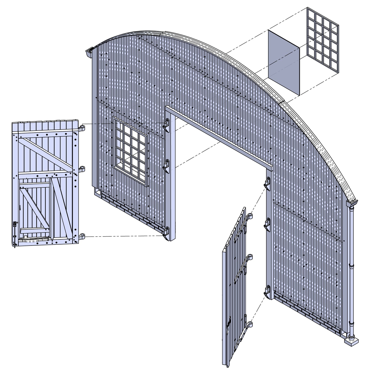 Hendre Corrugated Shed Module: End with Double Doors - 1:43.5 Scale (7mm:1')