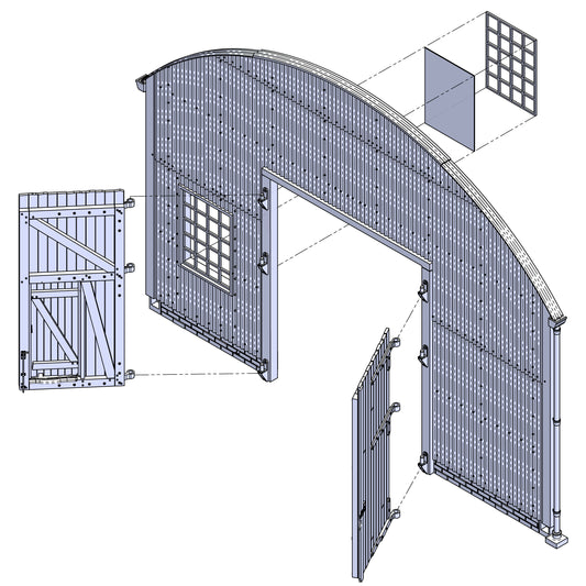 Hendre Corrugated Shed Module: End with Double Doors - 1:43.5 Scale (7mm:1')