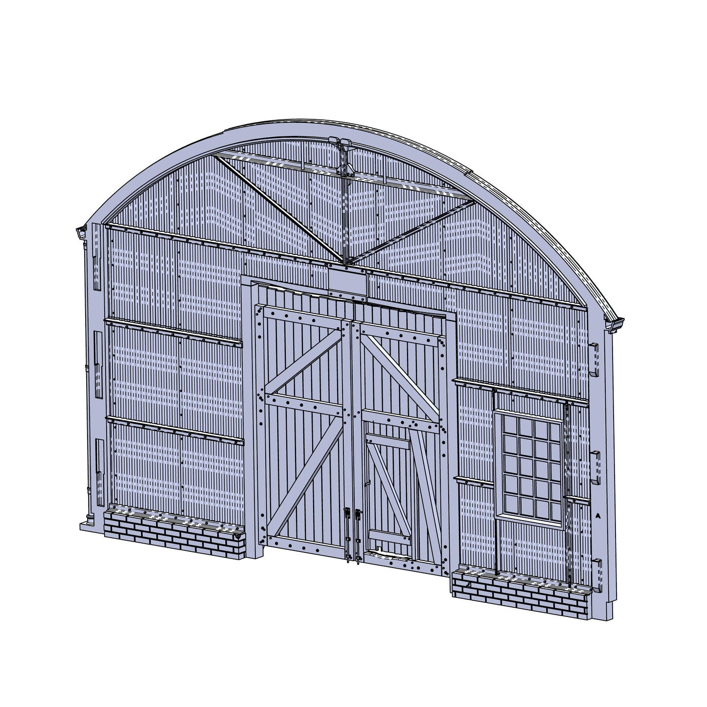 Hendre Corrugated Shed Module: End with Double Doors - 1:43.5 Scale (7mm:1')