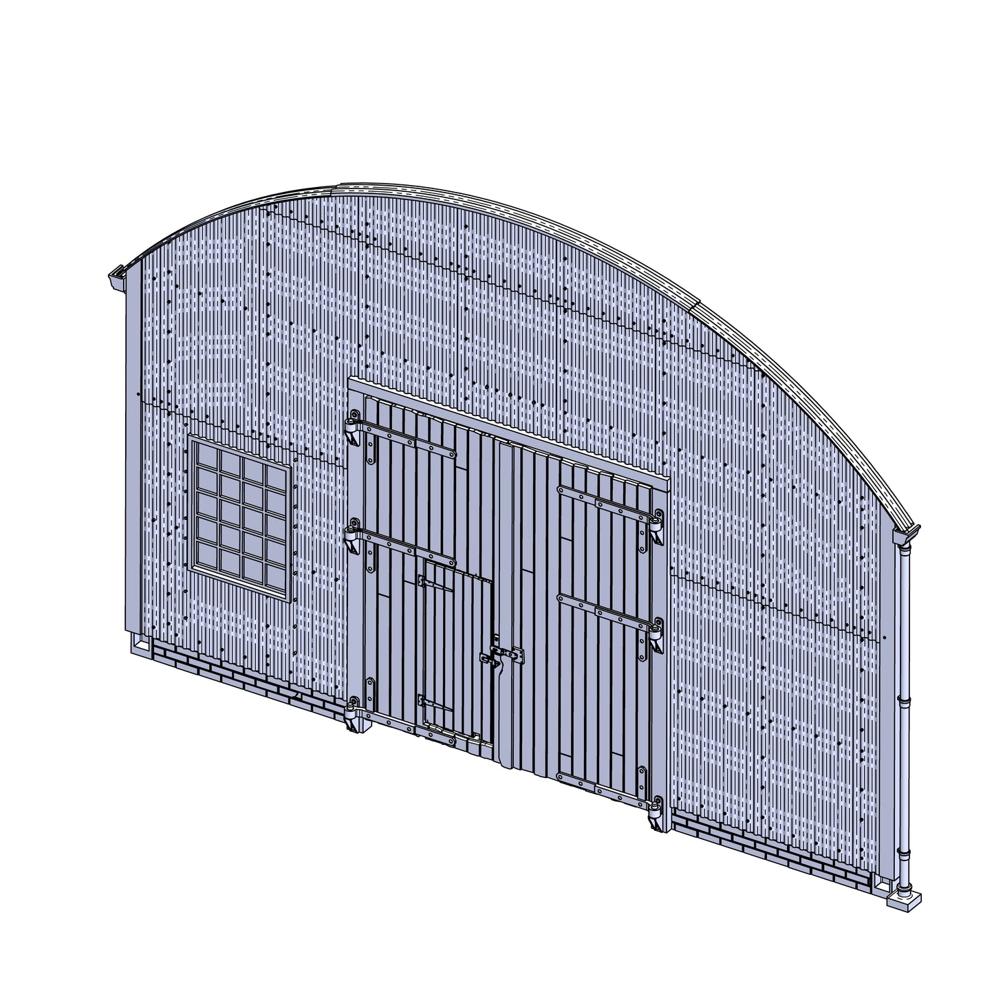Hendre Corrugated Shed Module: End with Double Doors - 1:43.5 Scale (7mm:1')