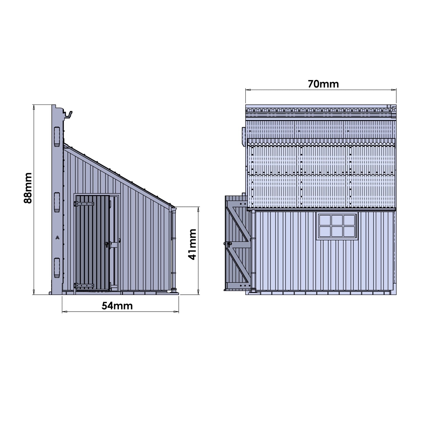 Hendre Corrugated Shed Module: Lean-To Side - 1:43.5 Scale (7mm:1')