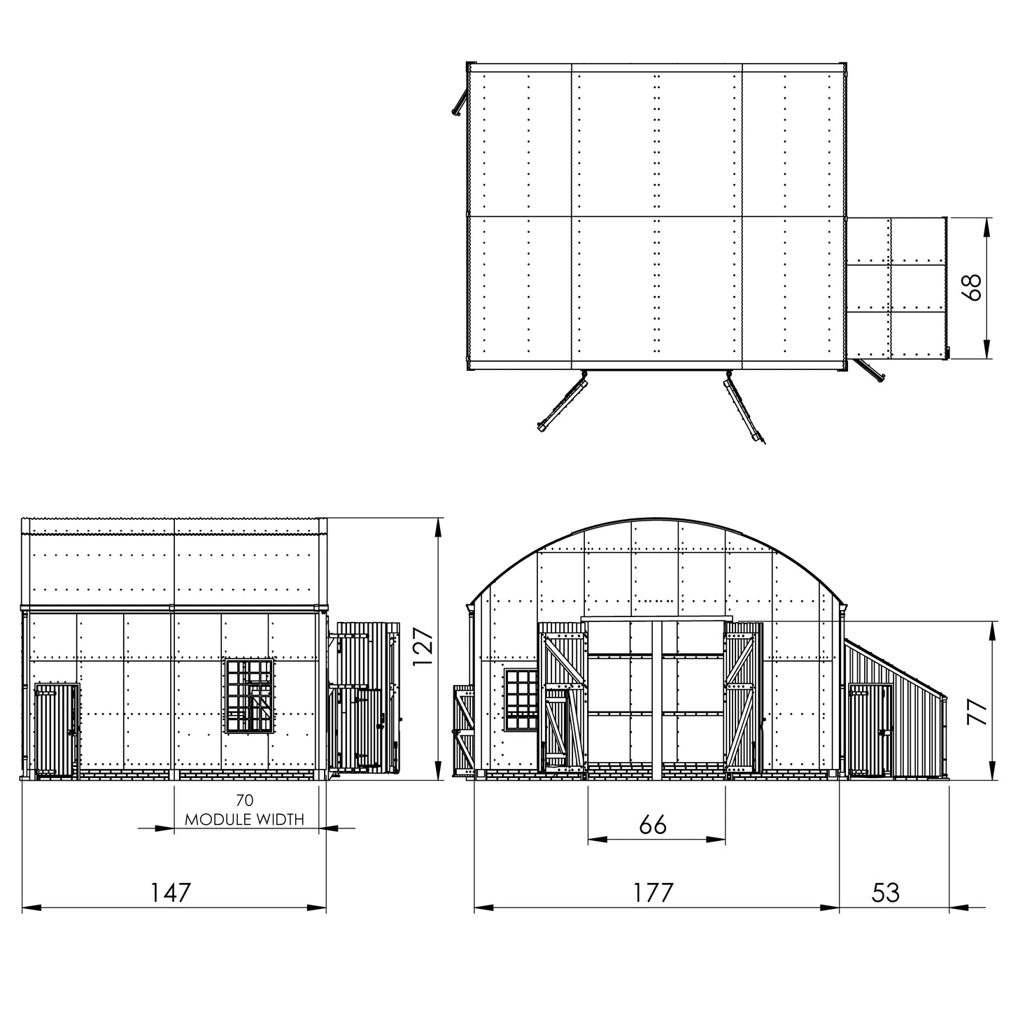 Hendre Corrugated Shed Modular Kit - 1:43.5 Scale (7mm:1')