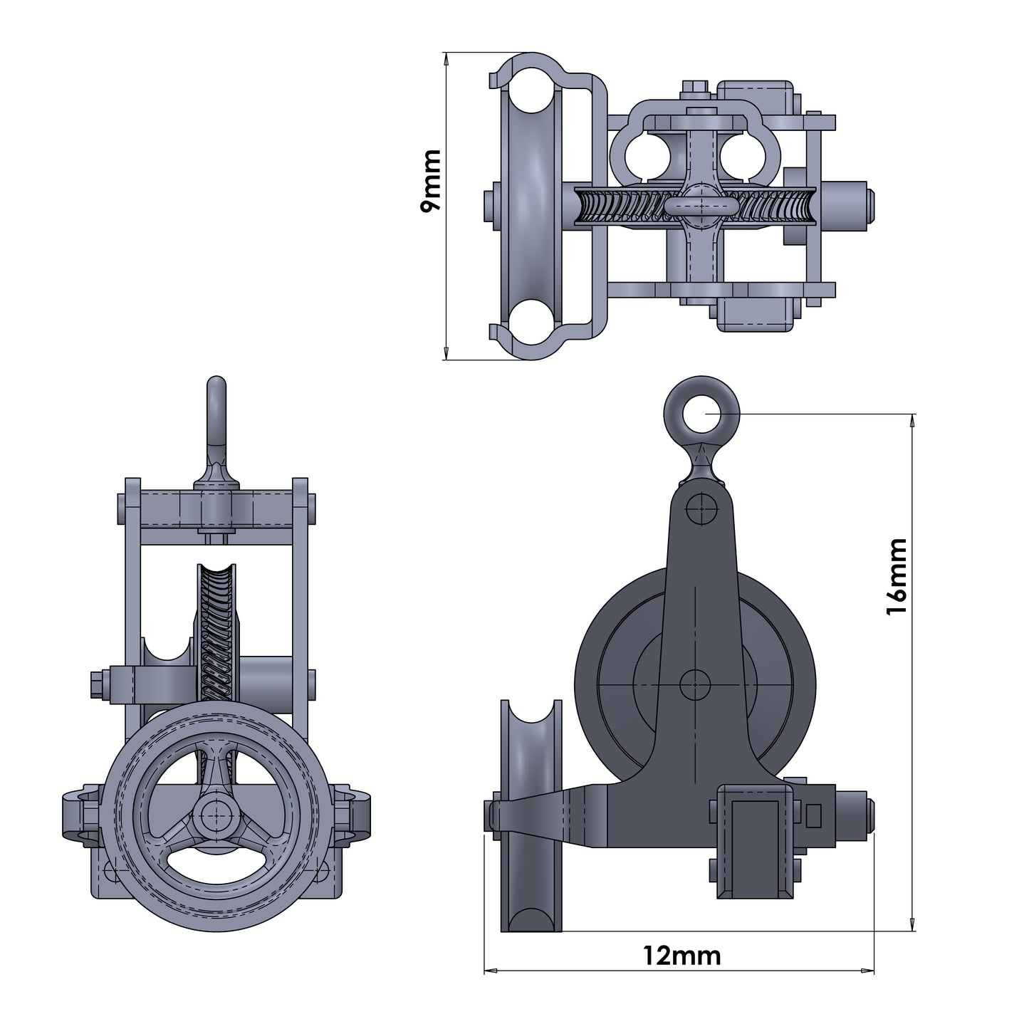 Pulley Block and Bottom Block Set - 1:43.5 Scale (7mm:1')