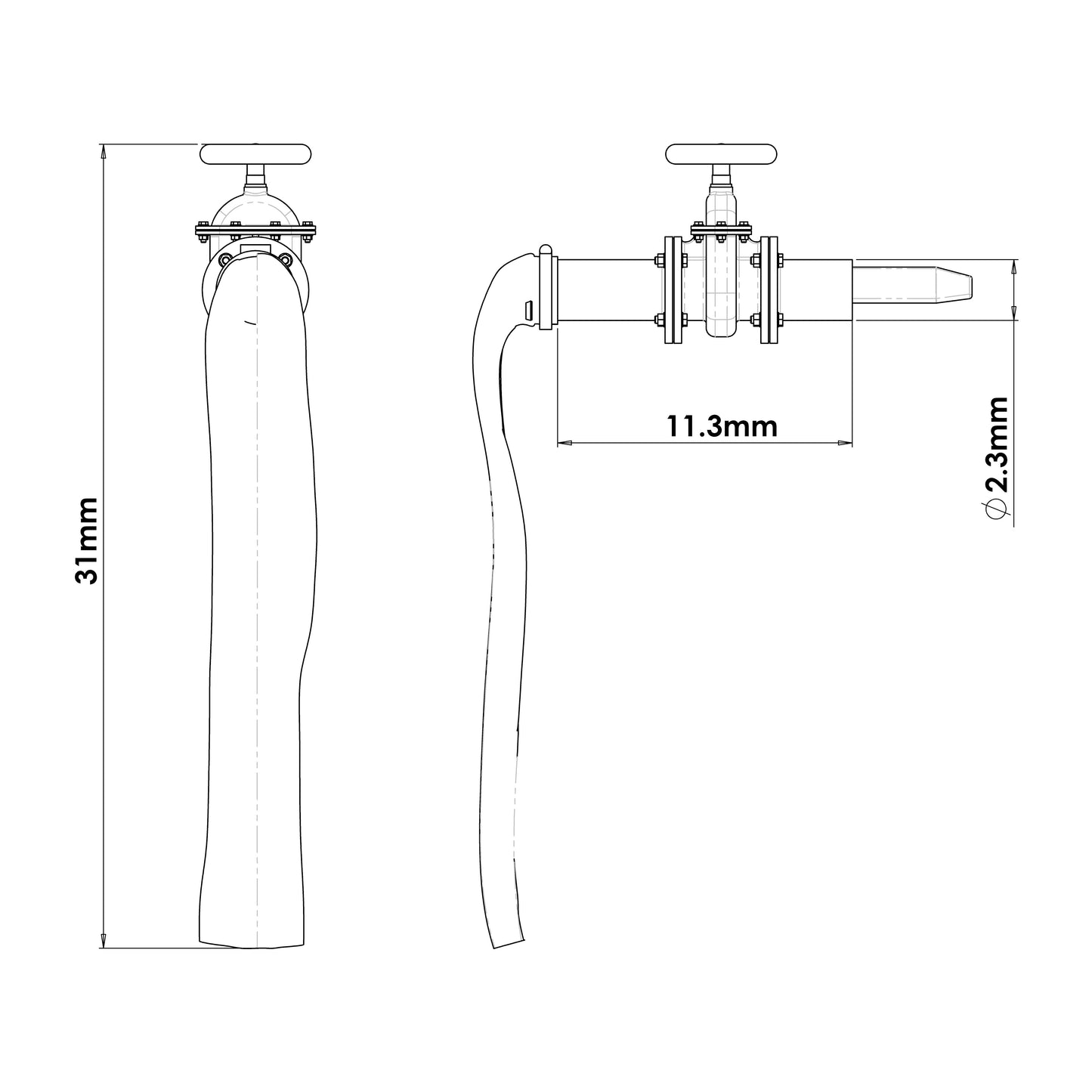 Water Tank Outlet Valve & Hose - 1:43.5 Scale (7mm:1')